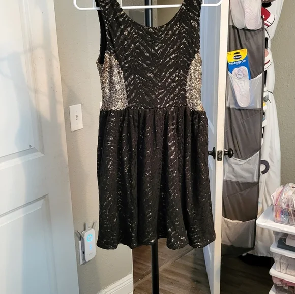 🩷 3/$15 Hunts No More Zebra Sequin Mini Dress, Medium, Like New - Picture 4 of 9
